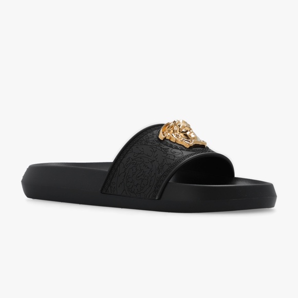 NWB Versace Palazzo Medusa Slide Sandal Black Size 37EU 1009461 DGOM8 KVO41 - Picture 4 of 17